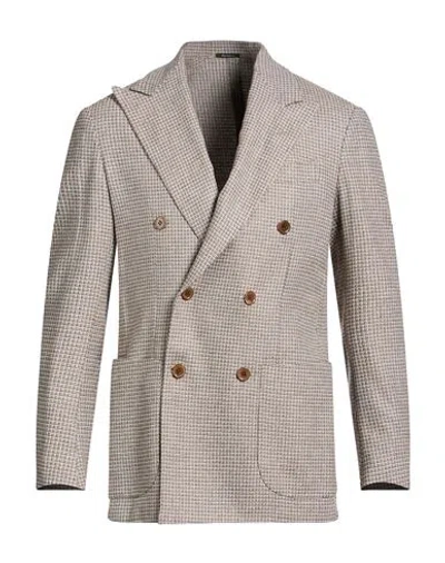 Sartorio Man Blazer Taupe Size 38 Virgin Wool, Linen, Polyamide, Elastane In Gray