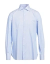 SARTORIO SARTORIO MAN SHIRT AZURE SIZE 16 COTTON