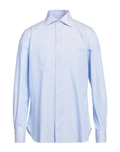 Sartorio Man Shirt Azure Size 16 Cotton In Blue