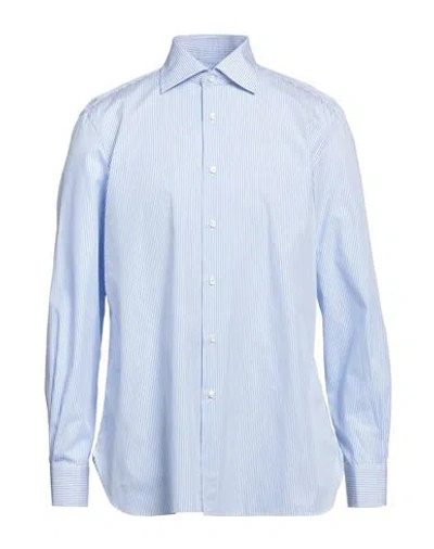 Sartorio Man Shirt Azure Size 15 ¾ Cotton In Blue