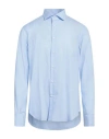 Sartorio Man Shirt Azure Size 16 Cotton In Blue