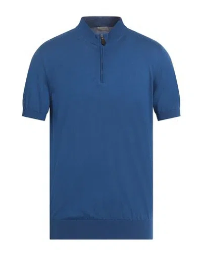Sartorio Man Turtleneck Blue Size 42 Cotton