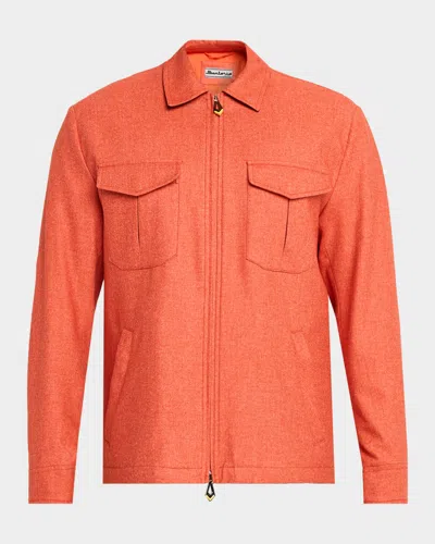 Sartorio Men & Apos;s Cotton Houndstooth Full-zip Blouson In Orange
