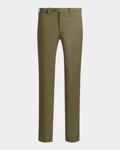 Sartorio Men & Apos;s Flat-front Cotton-blend Trousers In Green