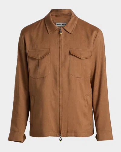 Sartorio Men & Apos;s Joly Linen-wool-mohair Jacket In Brown