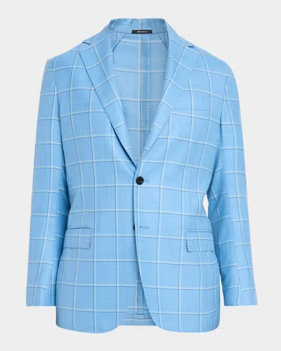 Sartorio Men & Apos;s Light Blue Large Windowpane Sport Coat