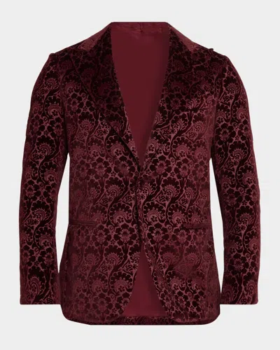 Sartorio Men & Apos;s Paisley Velvet Single-button Dinner Jacket In Burgundy