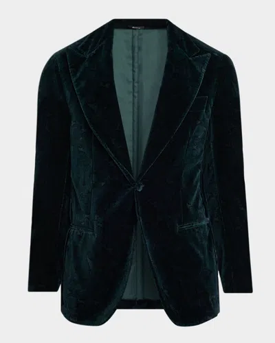 Sartorio Men & Apos;s Paisley Velvet Single-button Dinner Jacket In Gray