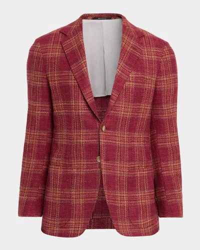 Sartorio Men & Apos;s Plaid Notch Lapel Single-breasted Sport Coat In Red