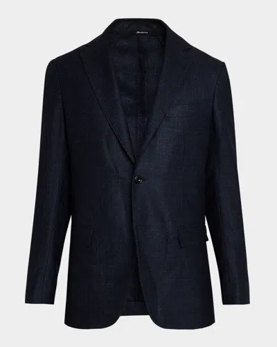 Sartorio Men & Apos;s Single-breasted Textured Wool Blazer In Blue