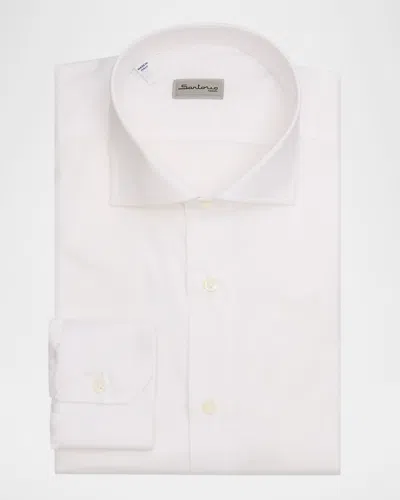Sartorio Men & Apos;s Solid Cotton Spread-collar Dress Shirt In White
