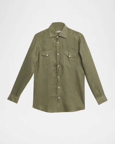 Sartorio Men & Apos;s Texas Linen Button-front Shirt In Green