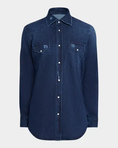 Sartorio Men & Apos;s Texas Western Snap-front Denim Shirt In Blue