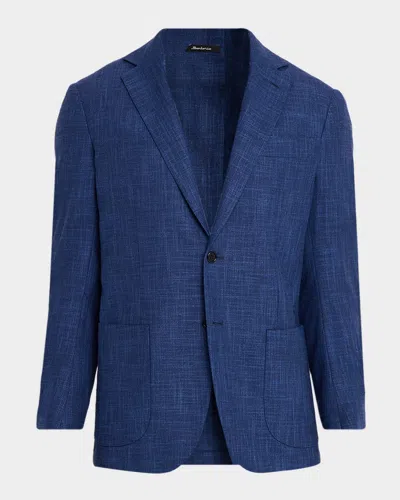 Sartorio Men & Apos;s Textured Solid Single-breasted Sport Coat In Blue