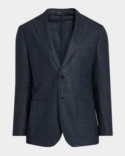 Sartorio Men & Apos;s Textured Solid Single-breasted Sport Coat In Blue