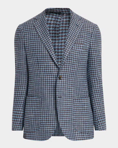 Sartorio Men & Apos;s Wool And Silk Houndstooth Single-breasted Sport Coat In Blue