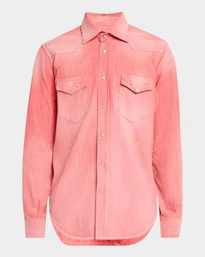 Sartorio Men's Denim Western Shirt In Red