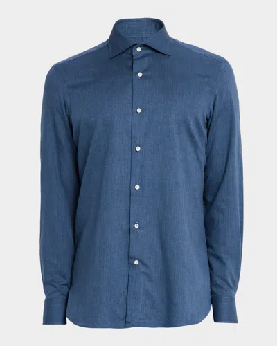 Sartorio Men's Melange Cotton Button-down Shirt In Blue