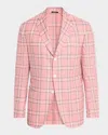 Sartorio Double-windowpane Virgin Wool-silk Sport Jacket In Pink