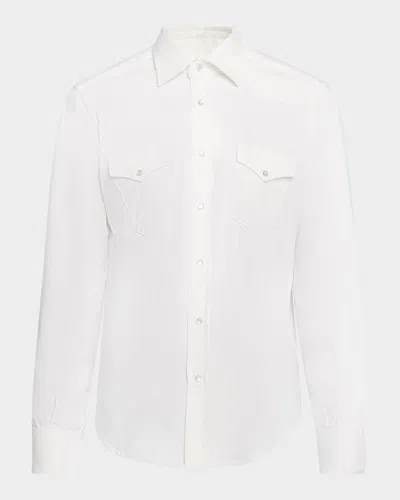 Sartorio Men's White Denim Western Shirt In Wht