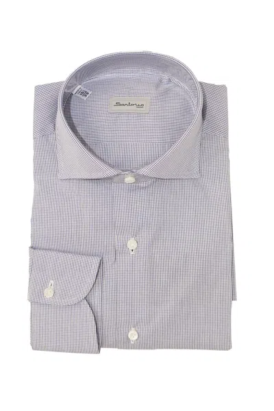 Sartorio Micro Box Check Cotton Dress Shirt In Blue
