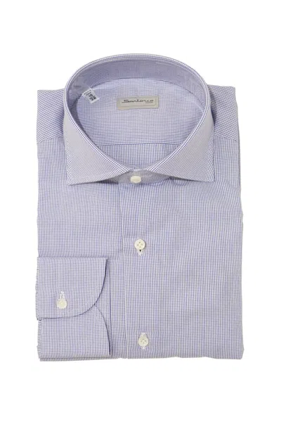 Sartorio Micro Box Check Cotton Dress Shirt In Blue