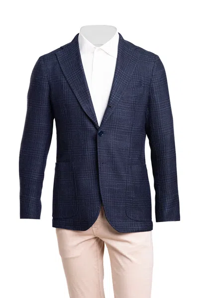 Sartorio Midnight-blue Patterned Wool-silk Sport Jacket