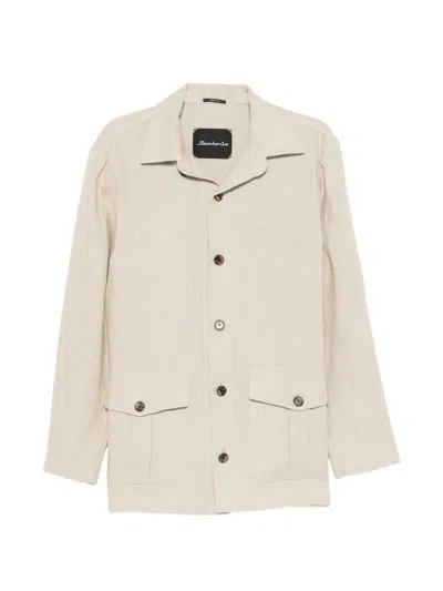 Sartorio Napoli Button-up Jacket With Flap Pockets In Neutral