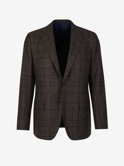 Sartorio Napoli Checked Pattern Blazer In Brown