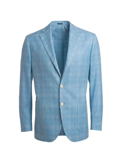 Sartorio Napoli Checked Single-breasted Jacket In Blue