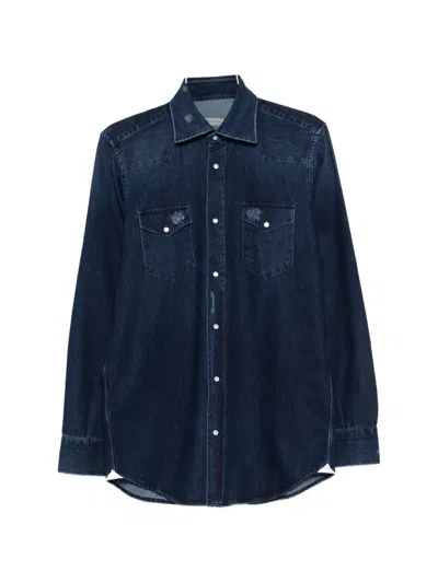 Sartorio Napoli Chest-pocket Denim Shirt In Metallic