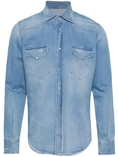 Sartorio Napoli Panelled Denim Shirt In Navy