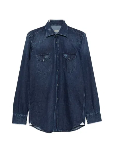 Sartorio Napoli Denim Shirt With Inserts In Blue