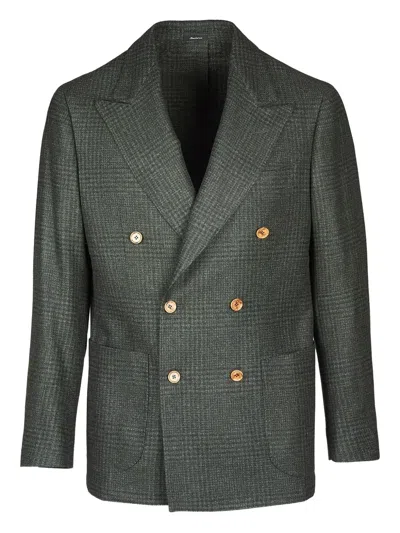 Sartorio Napoli Double-breasted Check Blazer In Gray