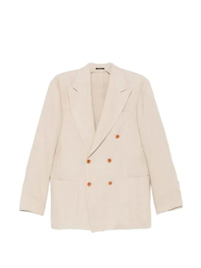 Sartorio Napoli Double Breasted Linen Suit In Pink