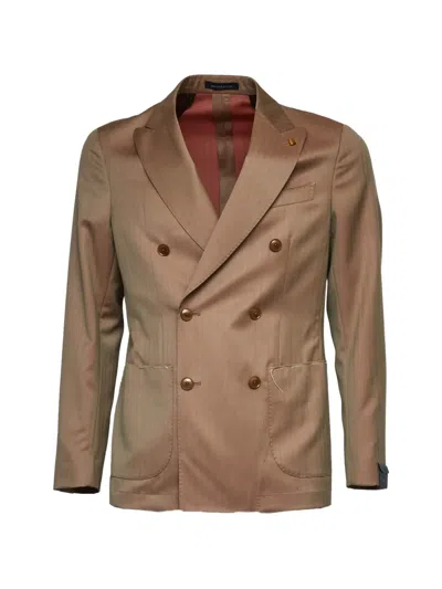 Sartorio Napoli Double-breasted Peak-lapel Suit In Brown