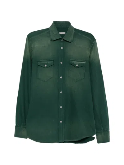 Sartorio Napoli Faded-effect Western-yoke Shirt In Green