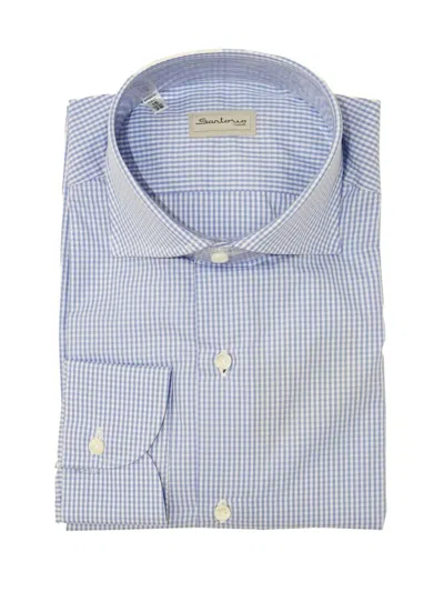 Sartorio Napoli Gingham-pattern Cotton Shirt In Blue