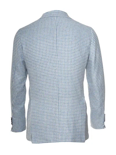Sartorio Napoli Houndstooth Blazer In Blue