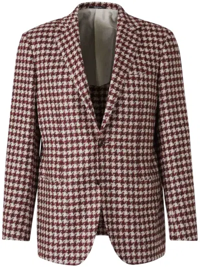 Sartorio Napoli Houndstooth-pattern Blazer In Red