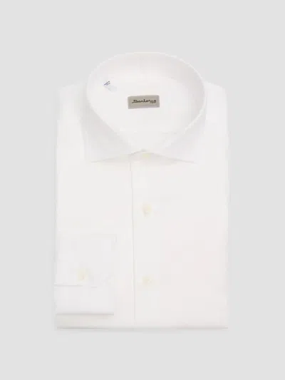 Sartorio Napoli Men's Basic Textured Cotton Shirt In White