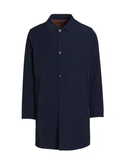 Sartorio Napoli Men's Ben Reversible Single-breasted Car Coat In Navy Brown