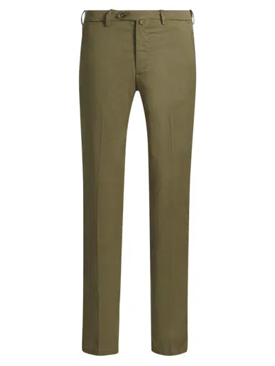 Sartorio Napoli Men's Flat-front Cotton-blend Trousers In Green