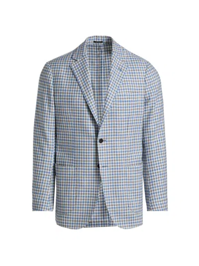 Sartorio Napoli Men's Gingham Wool-blend Sport Coat In Light Blue
