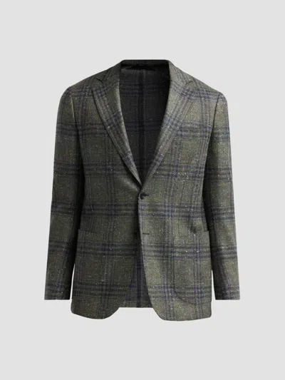 Sartorio Napoli Men's Glen Check Donegal-effect Wool Sport Coat In Green