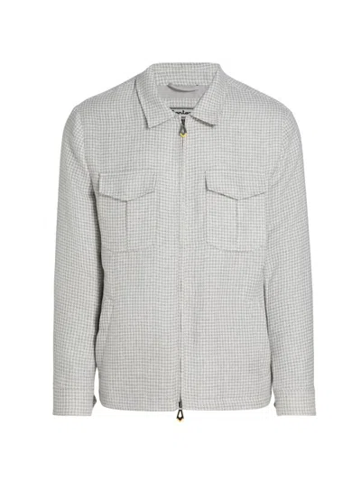 Sartorio Napoli Men's Joly Checked Linen-blend Zip-front Jacket In Grey