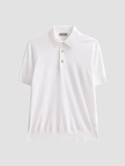 Sartorio Napoli Men's Knit Cotton Polo Shirt In White