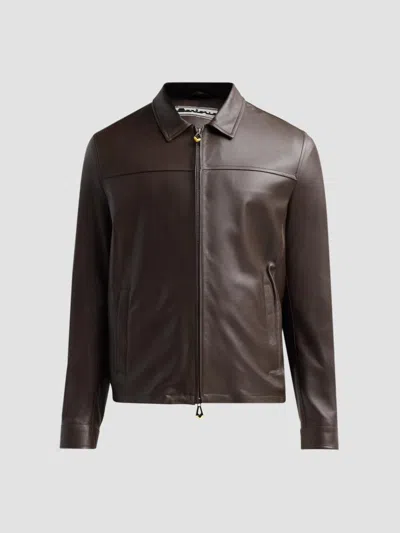 Sartorio Napoli Men's Leather Zip-front Jacket In Brown