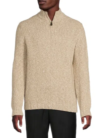 Sartorio Napoli Men's Melange Half-zip Sweater In Neutral