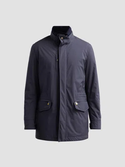 Sartorio Napoli Men's Nylon Safari Coat In Night Blue